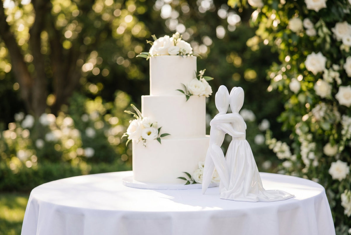 The Wedding Hug accanto alla wedding cake a tre piani